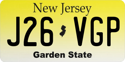 NJ license plate J26VGP