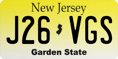 NJ license plate J26VGS