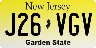 NJ license plate J26VGV