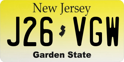 NJ license plate J26VGW