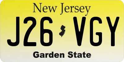 NJ license plate J26VGY