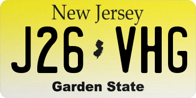 NJ license plate J26VHG