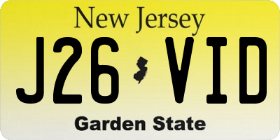 NJ license plate J26VID
