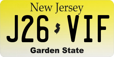 NJ license plate J26VIF