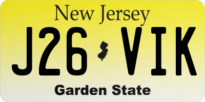 NJ license plate J26VIK