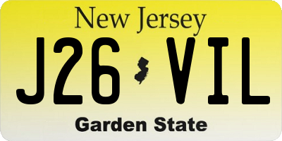 NJ license plate J26VIL