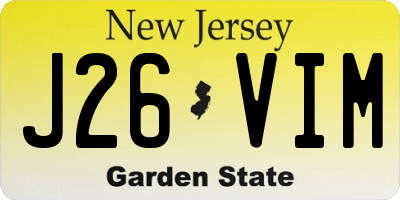 NJ license plate J26VIM