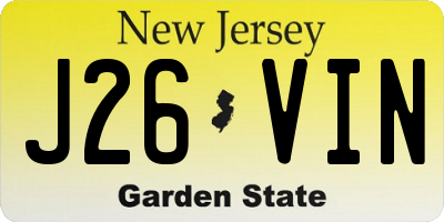 NJ license plate J26VIN