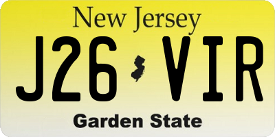 NJ license plate J26VIR