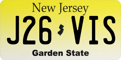 NJ license plate J26VIS