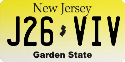 NJ license plate J26VIV