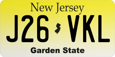 NJ license plate J26VKL