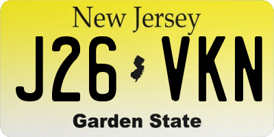 NJ license plate J26VKN