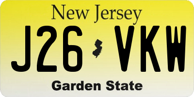 NJ license plate J26VKW