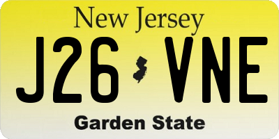 NJ license plate J26VNE