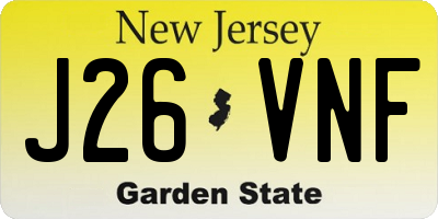 NJ license plate J26VNF