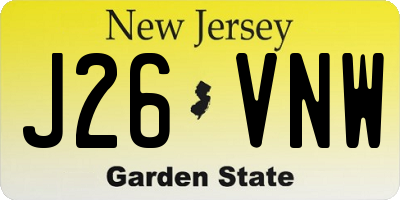 NJ license plate J26VNW