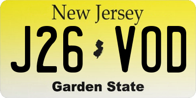 NJ license plate J26VOD