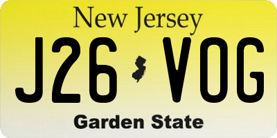 NJ license plate J26VOG