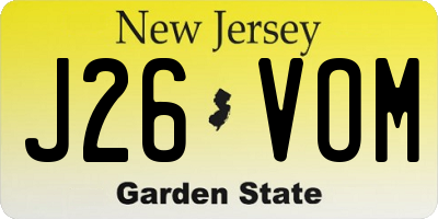 NJ license plate J26VOM