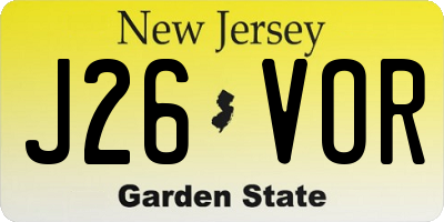 NJ license plate J26VOR