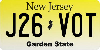 NJ license plate J26VOT