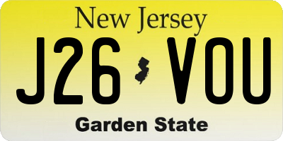 NJ license plate J26VOU