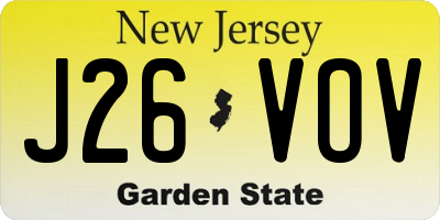 NJ license plate J26VOV