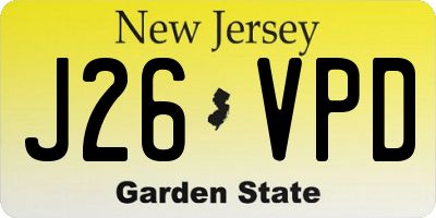 NJ license plate J26VPD