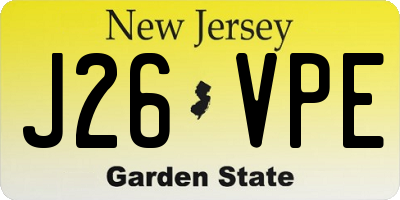 NJ license plate J26VPE