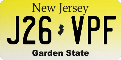 NJ license plate J26VPF
