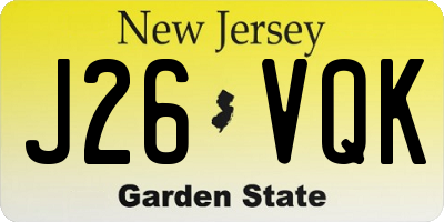 NJ license plate J26VQK