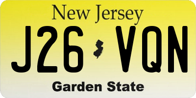 NJ license plate J26VQN
