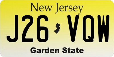 NJ license plate J26VQW