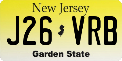 NJ license plate J26VRB