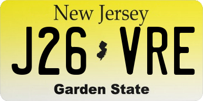 NJ license plate J26VRE