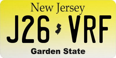 NJ license plate J26VRF
