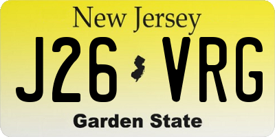 NJ license plate J26VRG