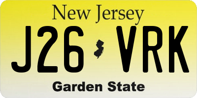 NJ license plate J26VRK