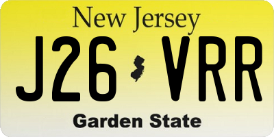 NJ license plate J26VRR
