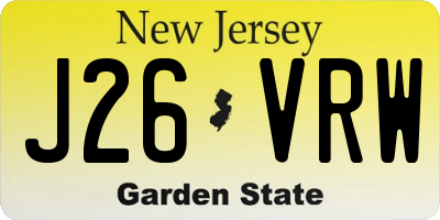 NJ license plate J26VRW