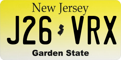 NJ license plate J26VRX