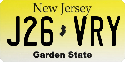 NJ license plate J26VRY