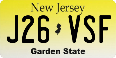 NJ license plate J26VSF