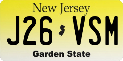 NJ license plate J26VSM