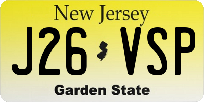 NJ license plate J26VSP