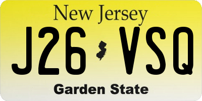 NJ license plate J26VSQ