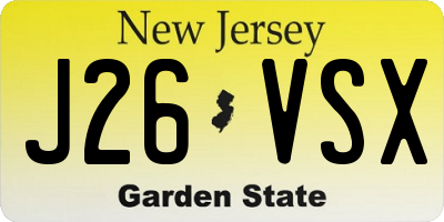 NJ license plate J26VSX
