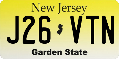 NJ license plate J26VTN