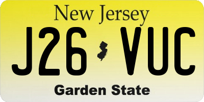 NJ license plate J26VUC